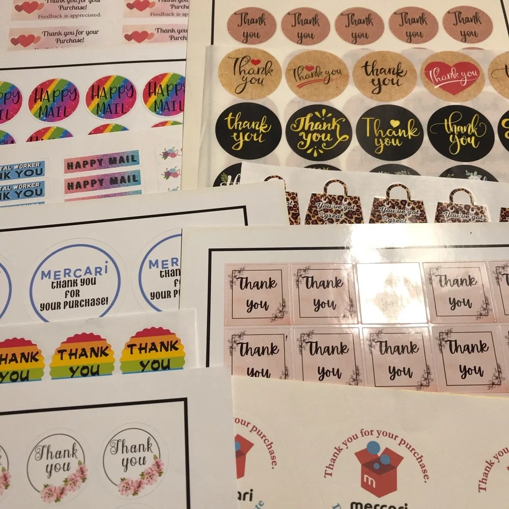 5 random choice mystery pick thank you sticker sheets